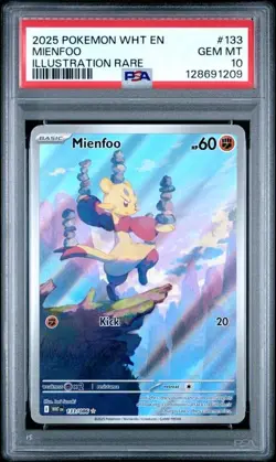 2025 POKEMON WHT EN-WHITE FLARE #133 MIENFOO ILLUSTRATION RARE PSA 10 - Image 1
