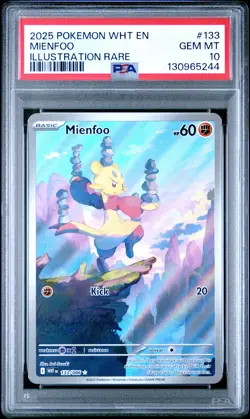 2025 POKEMON WHT EN-WHITE FLARE ILLUSTRATION RARE #133 MIENFOO PSA 10 - Image 1