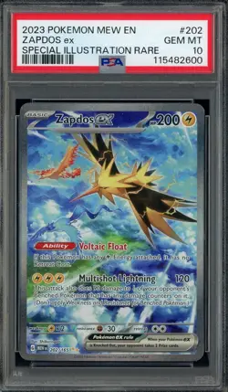 2023 Pokemon Mew EN Special Illustration Rare #202 Zapdos Ex PSA 10 GEM MINT - Image 1