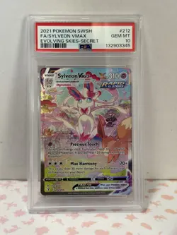 2021 Pokemon SWSH Evolving Skies Secret #211 Sylveon VMAX FA PSA 10 Gem Mint - Image 1