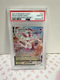 2021 Pokemon SWSH Evolving Skies Secret #211 Sylveon VMAX FA PSA 10 Gem Mint - Image 2