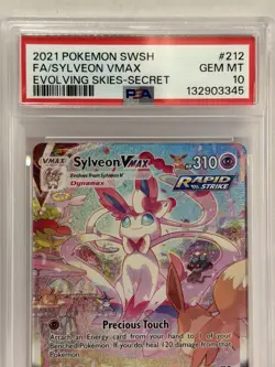 2021 Pokemon SWSH Evolving Skies Secret #211 Sylveon VMAX FA PSA 10 Gem Mint - Image 3