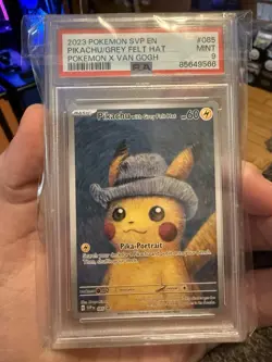 2023 POKEMON SVP POKEMON X VAN GOGH PROMO #085 PIKACHU WITH GREY FELT HAT PSA 9 - Image 1