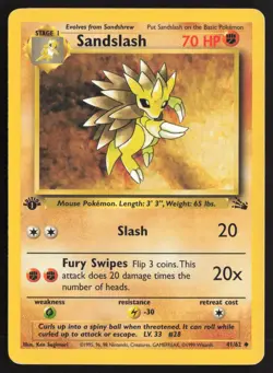 Pokemon TCG | Sandslash 41/62 | Uncommon | Fossil | 1st Edition MP - Image 2