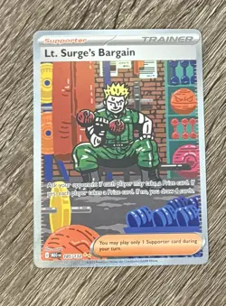 Pokemon Lt. Surge’s Bargain 185/132 Special Illustration Rare Mega Evolution NM - Image 1