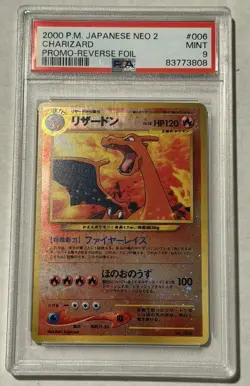 2000 Pokemon Charizard Neo 2 Japanese Reverse Holo Promo #006 PSA 9 - Image 1