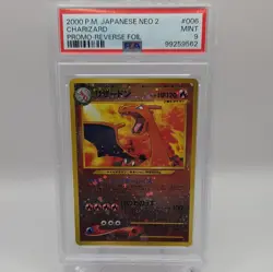 Charizard Neo 2 Promo 2000 Japanese Pokemon Card No 006 Reverse Holo PSA 9 Mint - Image 1