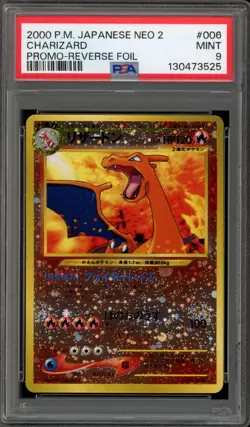 Pokemon Charizard Neo 2 Japanese Reverse Holo Promo #006 PSA 9 Mint - Image 1