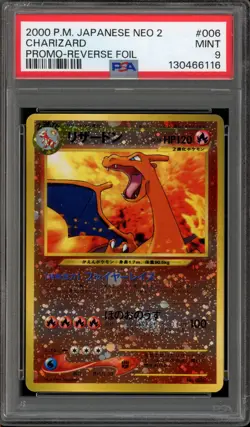 Pokemon Charizard Neo 2 Japanese Reverse Holo Promo #006 PSA 9 Mint - Image 1