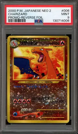 Pokemon Charizard Neo 2 Japanese Reverse Holo Promo #006 PSA 9 Mint - Image 1