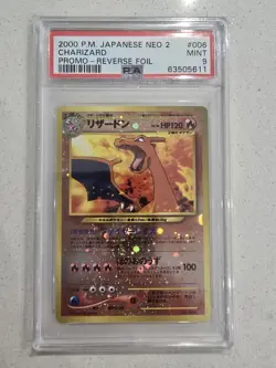 Charizard Neo 2 Promo 2000 Japanese Pokemon Card No 006 Reverse Holo PSA 9 Mint - Image 1