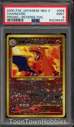 PSA 9 Pokemon - Charizard 006 Reverse Holo Promo - Japanese Neo 2 - Image 1