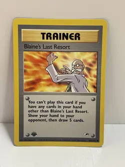 Pokemon WOTC TCG VTG Blaine's Last Resort 105/132 Gym Heroes Regular LP - Image 1