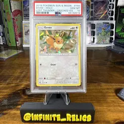 2018 Pokemon Eevee Holo #155 Lost Thunder Cracked Ice 155/214 PSA 10 GEM MINT - Image 1