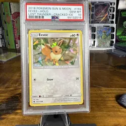 2018 Pokemon Eevee Holo #155 Lost Thunder Cracked Ice 155/214 PSA 10 GEM MINT - Image 2