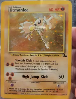 Hitmonlee 7/62 Holo Rare Fossil Set WotC 1999 Vintage Pokemon Card LP - Image 1