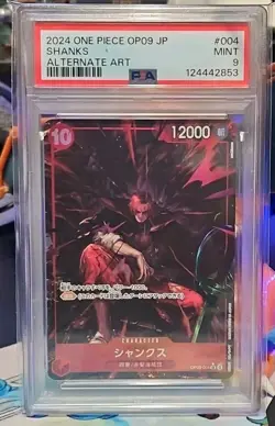 PSA 9 Shanks Emperors In the New World OP09-004 SR Alt Art One Piece Japanese - Image 1
