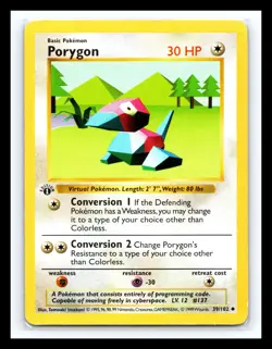 💥 Porygon (1st Edition Shadowless Base Set) 1999 Pokemon TCG Non Holo # 39/102 - Image 1