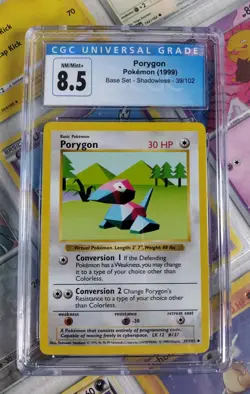 CGC 8.5 - 1999 Pokemon Base Set SHADOWLESS PORYGON 39/102 with Goodies! - Image 1