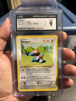 CGC 9 Porygon 1999 Base Set 1st Edition Shadowless 39/102 Pokemon Card - Image 1