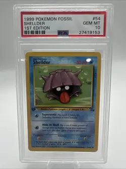 PSA 10 GEM MINT 1999 Pokemon Game 1st Edition Fossil Shellder 54 - Image 1