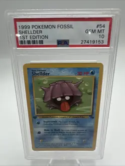 PSA 10 GEM MINT 1999 Pokemon Game 1st Edition Fossil Shellder 54 - Image 2