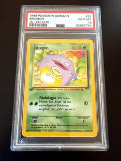 Pokemon Smogon 51/102 1. Edition PSA 10 GEM MT Base Set Deutsch German #51 - Image 1