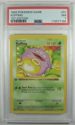 Pokemon 1999 Base Set 1ST EDITION KOFFING 51/102 PSA 7 NM RARE - Image 1
