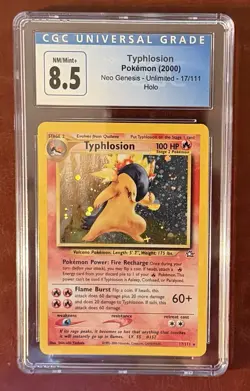 2000 Pokemon Neo Genesis - Typhlosion - Unlimited Holo #17/111 - CGC 8.5 NMMT+ - Image 1