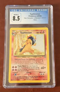 2000 Pokemon Neo Genesis - Typhlosion - Unlimited Holo #17/111 - CGC 8.5 NMMT+ - Image 2