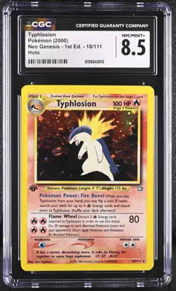 2000 WOTC POKEMON NEO GENESIS 1ST EDITION TYPHLOSION #18/111 RARE HOLO CGC 8.5 - Image 1