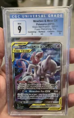 Pokemon Mewtwo & Mew GX Tag Team Card SM191 CGC Graded 9 with Subgrades - Image 1