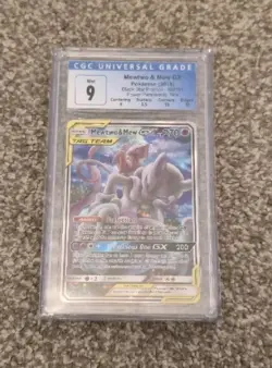Pokemon Mewtwo & Mew GX Tag Team Card SM191 CGC Graded 9 with Subgrades - Image 2