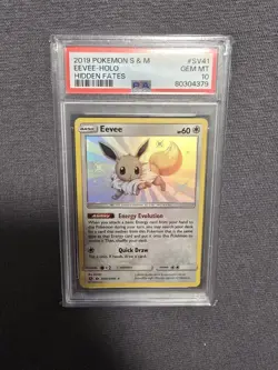 Pokemon Evoli Shiny Holo Eevee ENG SV41/SV94 Hidden Fates PSA 10 Gem Mint - Image 1