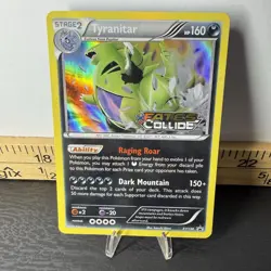 Pokemon TYRANITAR Prerelease FATES COLLIDE Stamped XY130 Holo Promo - Image 1