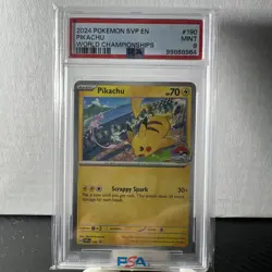 2024 POKEMON SVP EN-SV BLACK STAR PROMO WORLD CHAMPIONSHIPS #190 PIKACHU PSA 9 - Image 1
