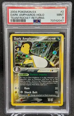 PSA 9 Dark Ampharos 2/109 Holo Rare EX Team Rocket Returns 2004 Pokemon Card - Image 1