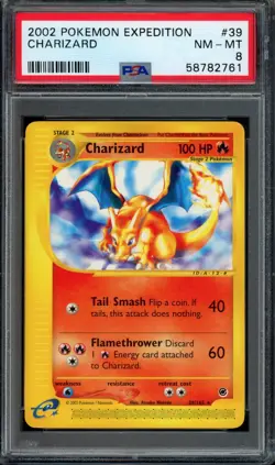 Pokemon Charizard 2002 Expedition Base #39 PSA 8 NM-MT - Image 1