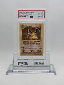 1999 Charizard Holo Shadowless Pokemon Game PSA 6 Ex-MT #4 - Image 1