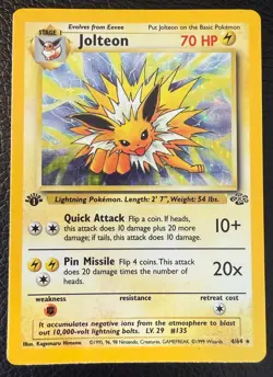 1999 POKEMON TCG JOLTEON JUNGLE HOLO FOIL 1ST EDITION 4/64 LP/NM - Image 1