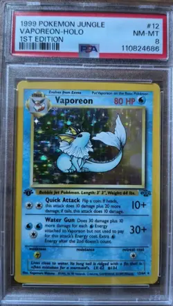 1999 Pokemon Jungle 1st EDITION VAPOREON HOLO FOIL #12 PSA 8 NM-MT - Image 1
