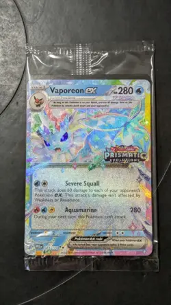 Pokemon TCG Prismatic Evolutions Vaporeon EX 023/131 Stamped Surprise Box Sealed - Image 1