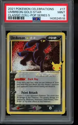 PSA 9 - 2021 Umbreon Gold Star 17/17 Celebrations: Classic Collection Pokemon - Image 1