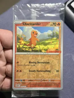 Pokemon Charmander Reverse Holo Card 004/165 GameStop Promo, Sealed - Image 1