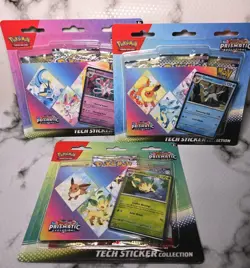 3 x Prismatic Evolutions Pokemon TCG Tech Sticker Collection - Fast Ship - Image 1
