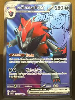 Pokemon TCG N's Zoroark ex 175/159 Sv09 Journey Together Full Art Holo Rare Card - Image 1