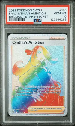 2022 POKEMON SWORD & SHIELD BRILLIANT STARS FULL ART/CYNTHIA'S AMBITION PSA 10 - Image 1