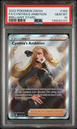 2022 POKEMON SWORD & SHIELD BRILLIANT STARS FULL ART/CYNTHIA'S AMBITION PSA 10 - Image 1