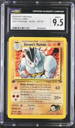CGC 9.5 Giovanni's Machoke Gym Challenge 1st Edition 42/132 Pokemon Card - Image 1