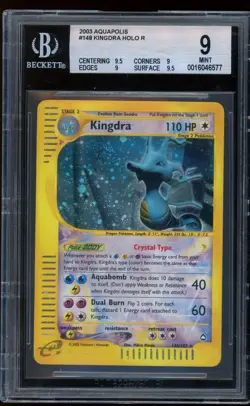 2003 Pokemon Crystal Kingdra Aquapolis Holo Rare #148 BGS 9 MINT - Image 1